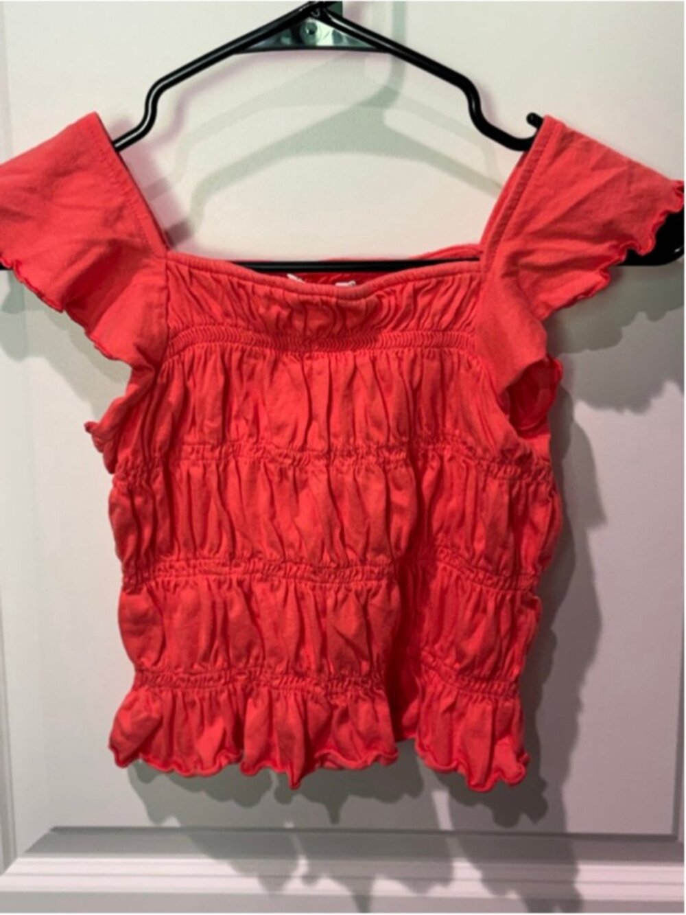 Girls GAP Kids Coral Smocked Crop Top M - Picture 3 of 4